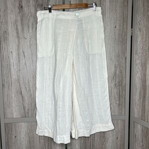 Oska Pants Size 3 Linen Wide Leg Pockets Bohemian Lagenlook Boho Chic White